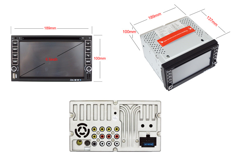 6,2-Zoll-Doppel-DIN-Auto-DVD-Player mit TFT-Touchscreen